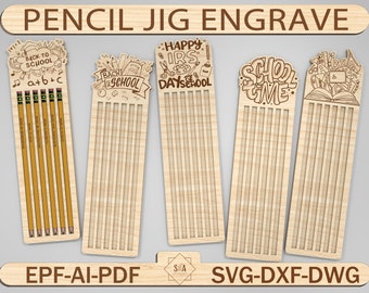 Pencil Jig Engrave Cut File ,Engraved Pencils Svg,Back to School ,Pencil Jig Template,Engraved Pencil Puns,Ticonderoga Pencils,Digital File