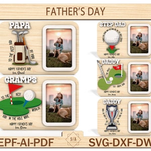 Imán del marco de fotos de golf del día del padre, regalo del día del padre, regalo para papá, regalo para padrastro svg, marco de fotos del día del padre, archivo listo para láser