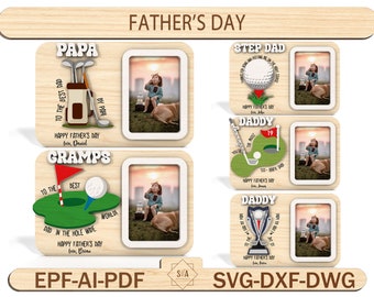 Father's Day Golf Photo Frame Magnet ,Father's Day Gift, Gift for Dad ,Gift for Step Dad Svg, Father's Day Photo Frame ,Laser Ready File