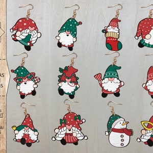 Christmas Gnome Earrings Bundle SVG , Christmas Gnome Earrings SVG , Laser Earrings Files , Glowforge Files , Gnome Earrings File