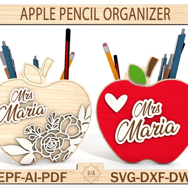 Pencil Teacher SVG Laser Cut, Teacher's Day Gift, Teacher Appreciation Gift, Desk Pen Holder SVG ,Laser Ready File