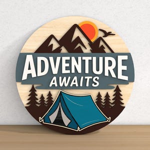 Camping Round Sign SVG Bundle, Camper Adventure Sign , Outdoor Campfire ...