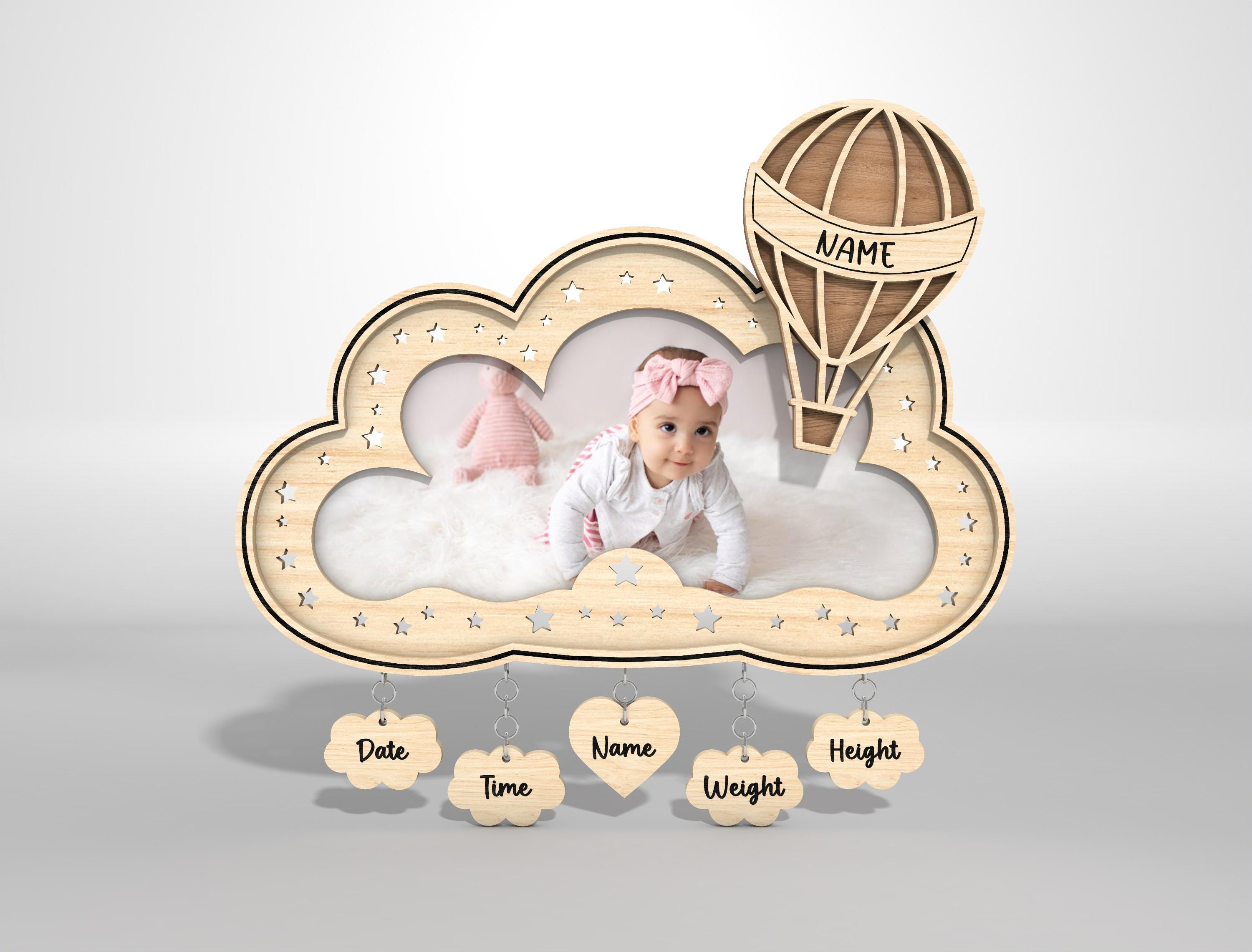 Customized Photo Frame, Baby Birth Photo Frame SVG, Baby Picture Frame ...