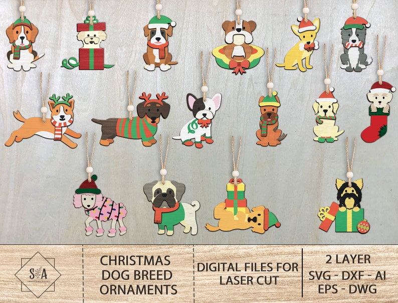 Christmas Dogs Ornaments Bundle SVG Animal Ornaments merry Etsy