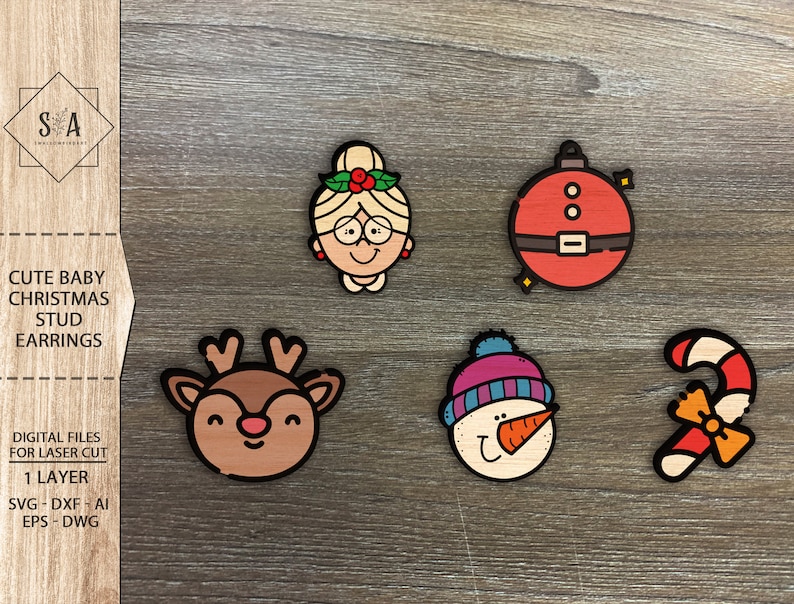 Christmas Stud Earrings Bundle SVG Christmas Earrings Etsy