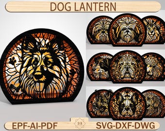 Dog Lantern Stand Laser Cut File, Pet Memorial Lantern SVG, Glowforge Dog Stand Pattern, Laser Cut Decor, Dog Lover Gift Idea
