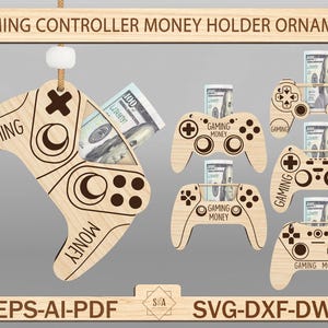 Adorno para sujetar dinero con controlador de juegos Archivo de corte SVG, Adorno para sujetar dinero con controlador de juegos SVG, Adorno para sujetar dinero, Videojuego SVG, Adorno navideño SVG