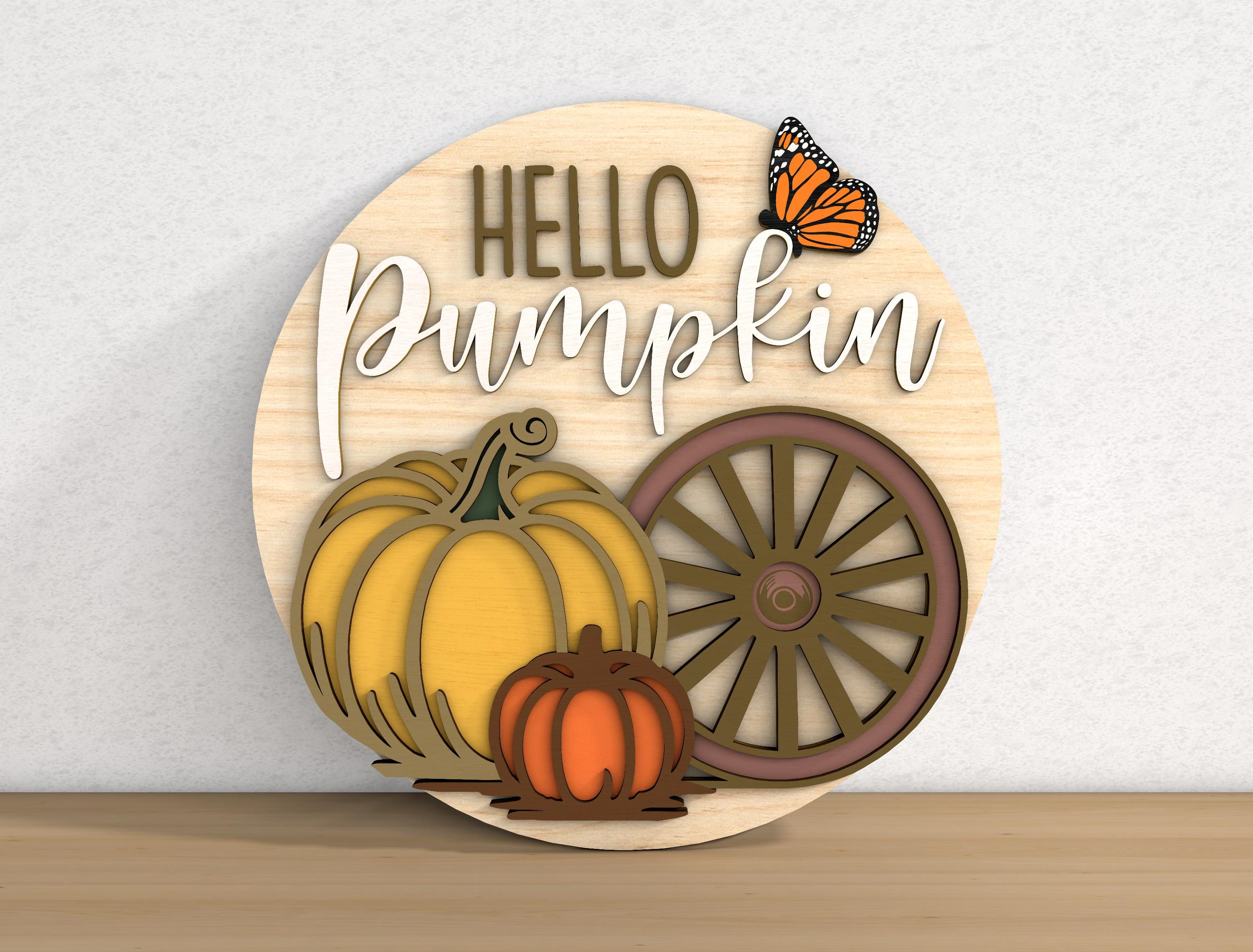 Fall Round Sign SVG Bundle , Thanksgiving Door Hanger, Autumn