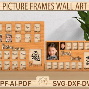 Birth Through Graduation School Picture Frames Wall Art, School Years Photo Frame ,Personalized Grade School Photo Frame,Senior Picture Gift