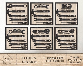 Personalized Customized Daddy‘s Little Helpers Tool Set Svg, Father‘s Day Sign Svg,Father’s Day Svg,Glowforge Gift For Dad, Shelf Sitter Svg
