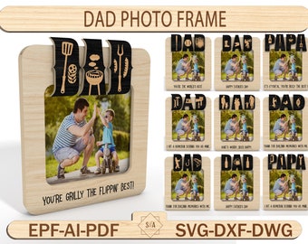 Fars dag kylskåpsmagnet fotoram laserskuren fil, pappa magnet fotoram, fars dag present, present till pappa, magnetiskt foto, laserklar fil