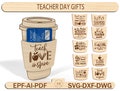 Teacher Gift Card Holder Svg, Coffee Gift Card Holder Gift ,Back To School Gift , End of School Svg ,Glowforge Laser Ready Cut Files Svg product logo