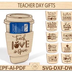 Titular de la tarjeta de regalo del maestro svg, regalo del titular de la tarjeta de regalo de café, regalo de regreso a la escuela, fin de la escuela svg, archivos de corte listos para láser Glowforge svg