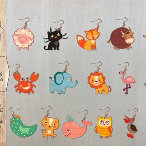 Bundle Cute Animals Earrings SVG , Animals Earrings , Glowforge Files , Laser Earrings Files , Cat Earrings