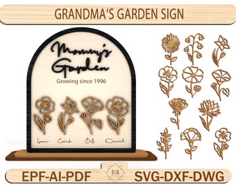 Mother‘s Day Garden Sign Svg,Gift For Mom,Mom's Garden Sign Laser Cut File,Mother's Day Gift, Mother's Day Decor,Lasercut File For Glowforge