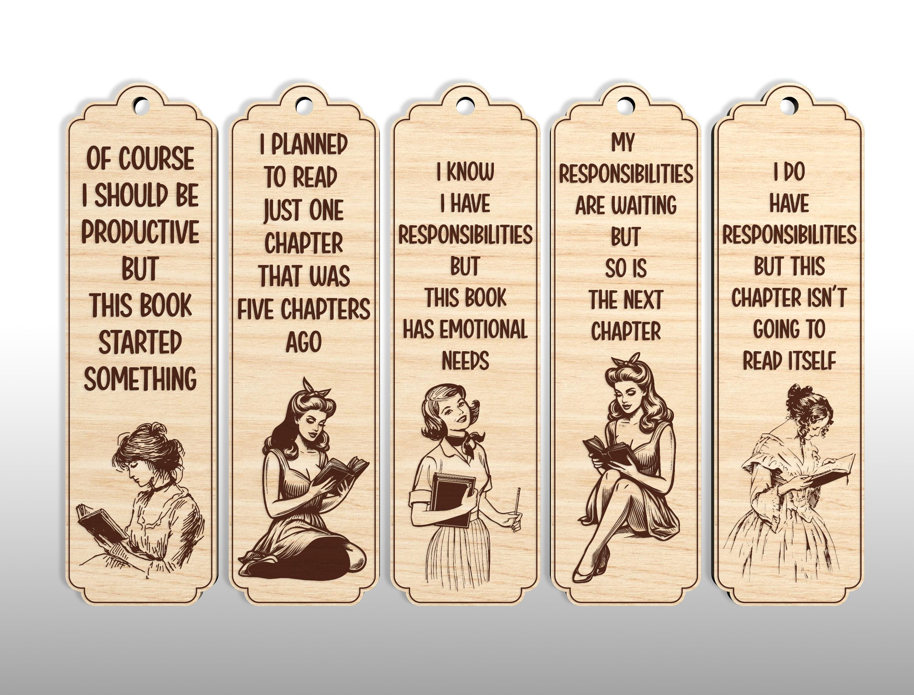 Humurous Bookmarks Funny Bookmarks SVG Bundle, Sarcastic Bookmarks Laser Cutting, Book ...