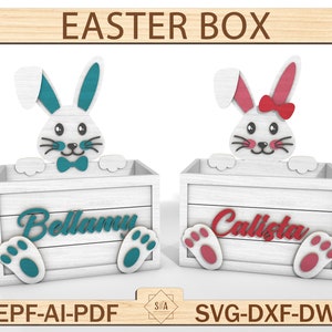 Fichier découpé au laser Svg de boîte de Pâques, Svg de boîte de bonbons de Pâques, décoration de Pâques découpée au laser, modèle de boîte de Pâques, Pâques Svg laser, découpe laser Glowforge