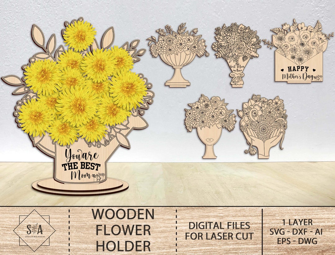 Flowers for Mommy Holder Svg, Wood Flower Holder Svg, Flower Holder for