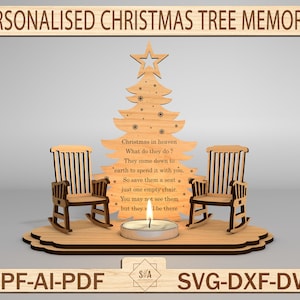 Personalisierte Weihnachtsbaum-Kerze-Memorial Cut-Datei-Svg, Weihnachtsbaum-Denkmal Svg, Weihnachtsdenmal-Svg, Gedenk-Teelichthalter-Svg