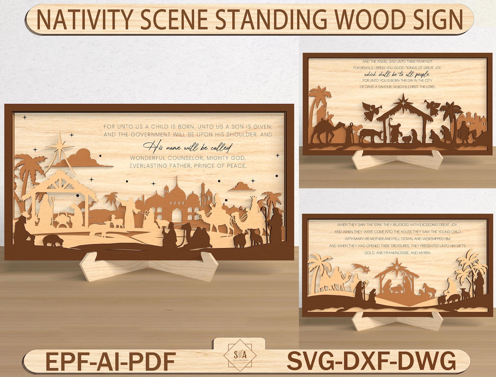 Visual Sign Nativity Nativity Scene Standing Wood Sign Svg, Nativity Standing Laser Cut ...