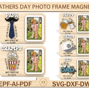 Bundle 60 Mothers Day, Fathers Day Photo Frame Magnet,Mothers Day Gift,Fathers Day Gift ,Mom Fridge Magnet Photo Frame,Laser Ready File image 3