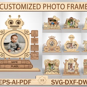 Marco de fotos de nacimiento de bebé SVG, marco de fotos de bebé cortado con láser, métricas para niños, anuncio de bebé SVG, regalo para niños, archivo cortado con láser SVG