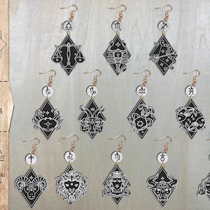 Boucles d’oreilles Zodiac Bundle SVG, Boucles d’oreilles signe astrologie SVG, Boucles d’oreilles Constellation du Zodiaque , Fichiers Glowforge , Boucles d’oreilles Horoscope Svg