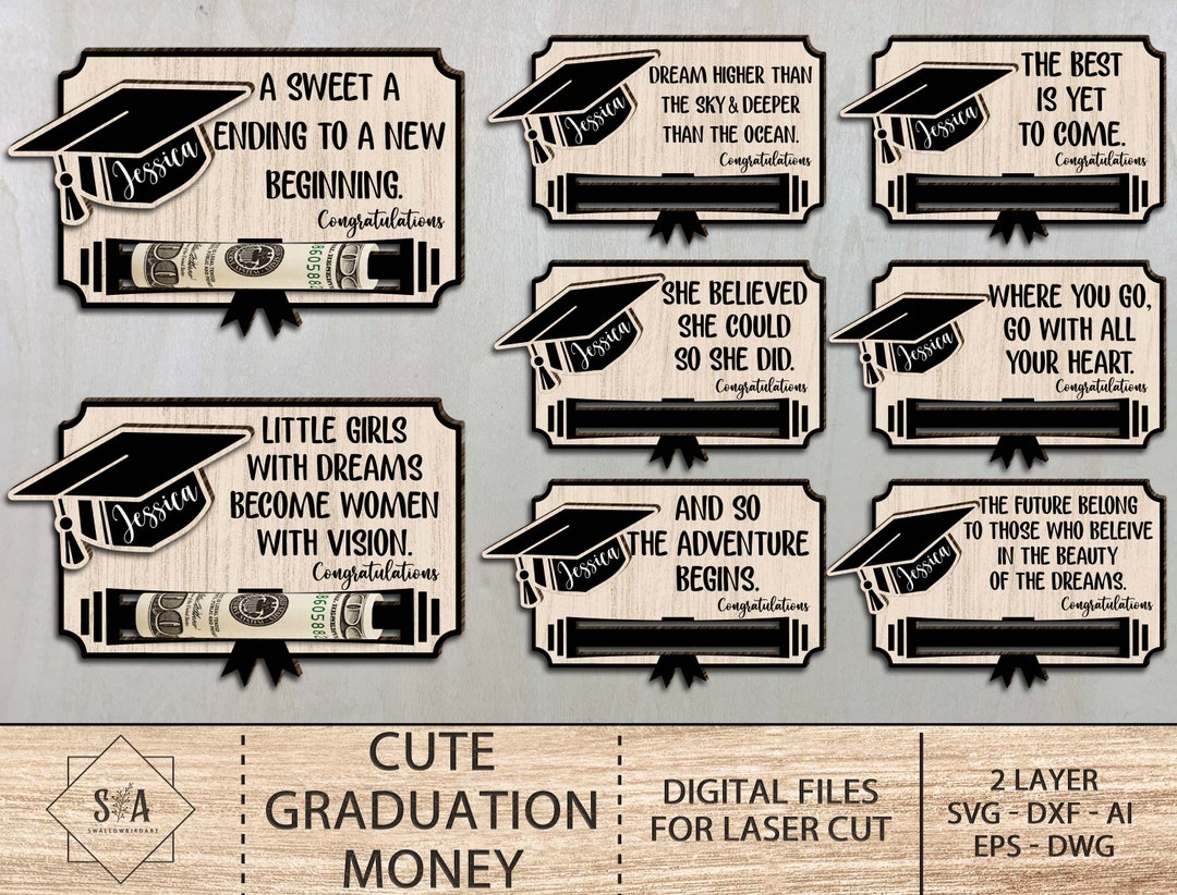 Bundle Graduation Money Gift Card Holder Laser Cut, Class of 2023 ...