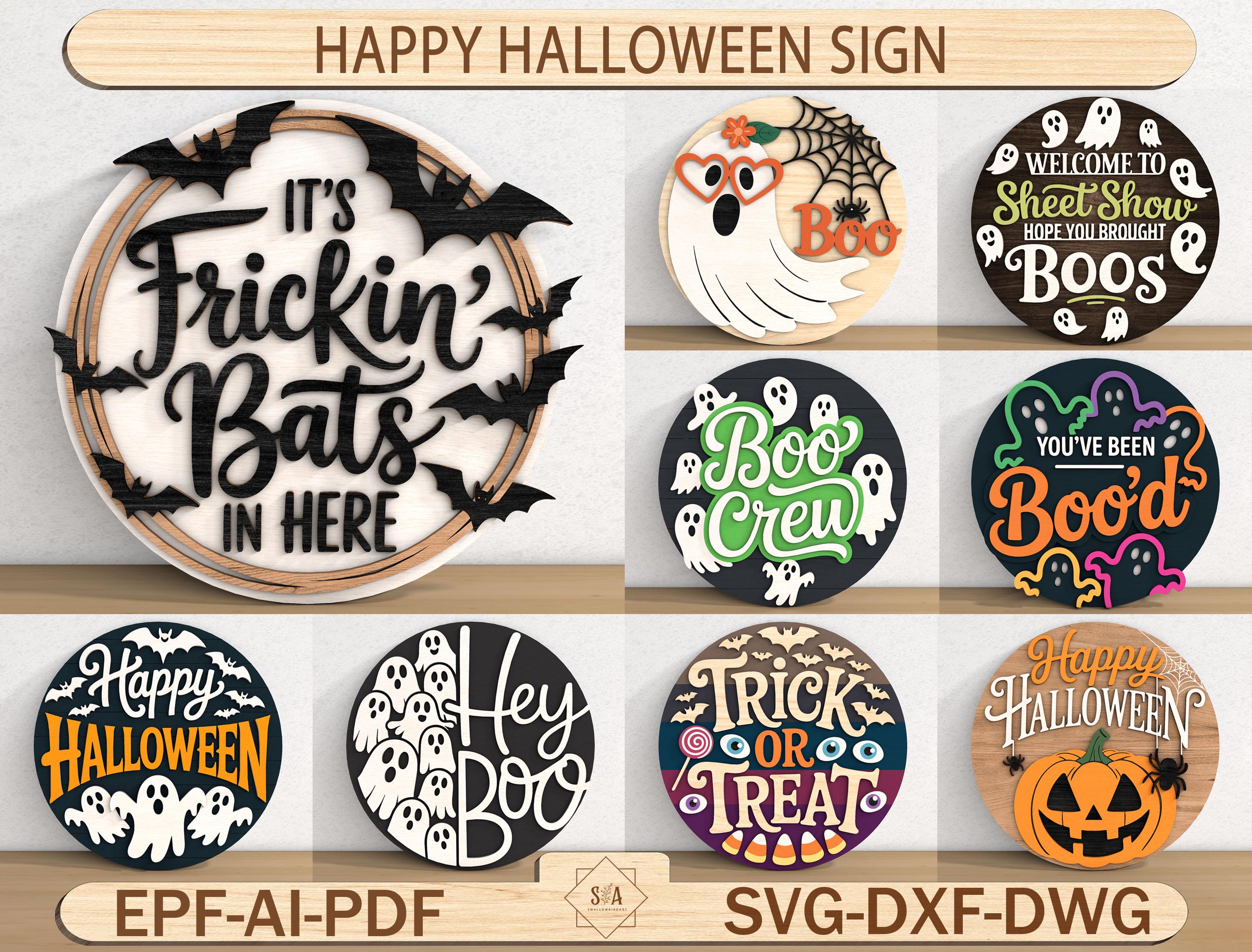 Halloween Door Sign SVG Bundle - Funny Laser Cut Files for Glowforge ...