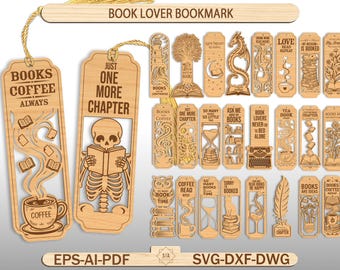 Book Lover Bookmark SVG Laser Cut Files: Book Lover Gift (Digital Download), Book Lover Gift Idea, Glowforge