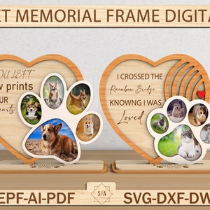Haustier-Gedenkrahmen Digitale Laserschnittdatei, Katzen und Hunde-Fotorahmen-Svg, Familien-Haustierrahmen-Svg, Bilderrahmen Laserschneiden, Glowforge-Dateien-Svg