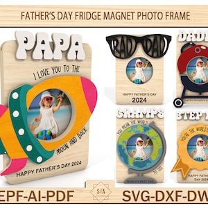 Vatertag Kühlschrankmagnet Bilderrahmen, Vatertagsgeschenk, Geschenk für Papa, Kinderfoto, Muttertag Laser-Datei, Magnet geschnitten Datei
