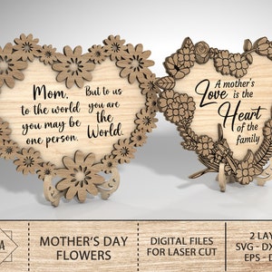 Mother‘s Day Flowers Svg, Gift For Mom, Mother's Day Gift Svg, Mom Day Decor Svg, Mom Gift Laser Cut , SVG Laser Ready Cut File
