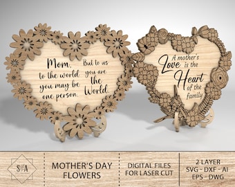 Muttertags-Blumen-Svg, Geschenk für Mama, Muttertagsgeschenk-Svg, Mutter-Tagesdekor-Svg, Muttergeschenk Laser geschnitten, SVG Laser-bereite Schnittdatei