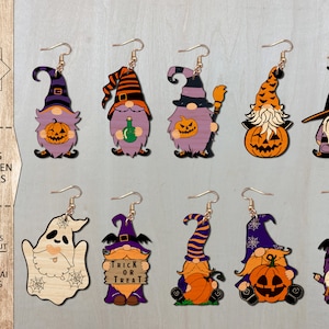 Halloween Gnomes Earrings Bundle SVG , Halloween Gnome Earrings SVG , Laser Earrings Files , Glowforge Files , Gnome Earrings File