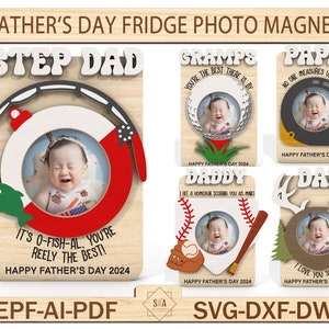 Bundle 60 Mothers Day, Fathers Day Photo Frame Magnet,Mothers Day Gift,Fathers Day Gift ,Mom Fridge Magnet Photo Frame,Laser Ready File image 5