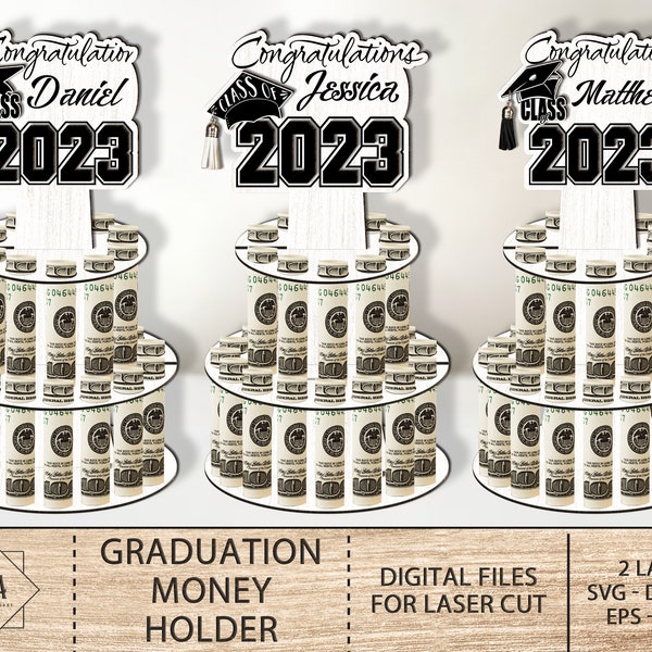 Bundle 2023 To 2030 Graduation Money Cake Gift, Class Of 2024 Graduation Money Cake Svg ,Congratulations Cake Svg,Laser Cut Files Glowforge