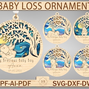 Ornamento personalizzato per la perdita del bambino in formato Svg, ornamento commemorativo per la perdita del bambino in formato Svg, ornamento commemorativo in formato Svg, ornamento delle ali d'angelo del bambino, file SVG Glowforge