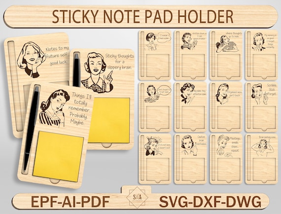 Note Pad Holder cut file, Things To Remember Sticky Note Pad Holder SVG Laser Cut File, Sticky Note Pad Holder SVG, Glowforge Cut File