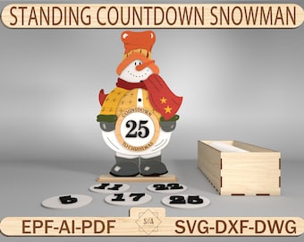 Christmas Snowman Countdown Standing Cut File ,Christmas Calendar Svg ,Snowman Svg ,Countdown to Christmas Svg,Christmas Shelf Sitter Svg
