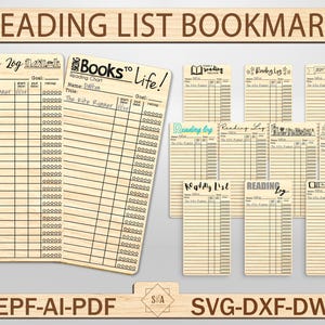 Personalized Reading List Bookmarks Download File svg, Reading Log Lasercut Svg, Library Card Svg, Bookmark Book Svg, Reading Log Bookmark