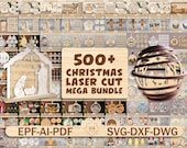 500+ Mega Bundle Christmas Laser Cut File Svg,Merry Christmas Svg,Christmas Wood Sign Svg,Christmas Decor,Christmas Gift ,Glowforge Svg File