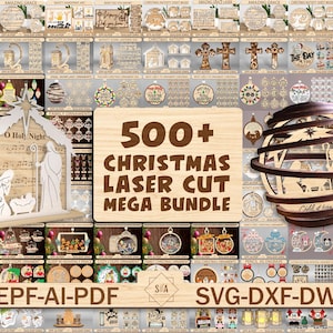 500+ Mega Bundle Christmas Laser Cut File Svg,Merry Christmas Svg,Christmas Wood Sign Svg,Christmas Decor,Christmas Gift ,Glowforge Svg File