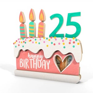 Fichier SVG d'argent de gâteau d'anniversaire, joyeux anniversaire porte-monnaie cadeau, cadeau d'anniversaire d'argent, fichier laser Glowforge pour gâteau cadeau argent