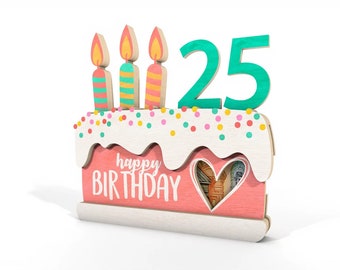 Birthday Cake Money SVG File,Happy Birthday Money Holder Gift, Birthday Money Gift ,Money Gift Cake Glowforge Laser File