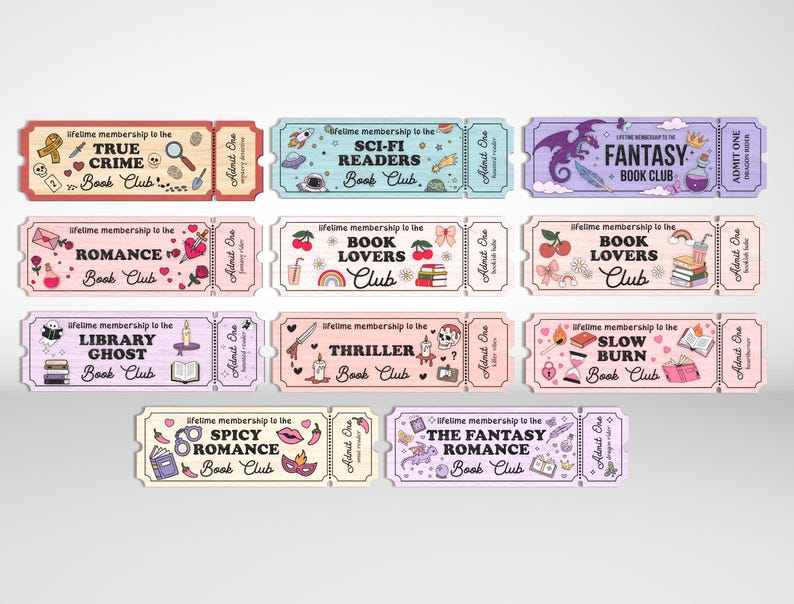 Bookish Ticket Bookmark, Handmade Bookmark Laser Cut File, Laminated Bookmark SVG, Bookish Gift, Book Lover, Librarian Gifts image 3