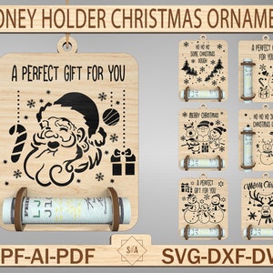 Weihnachten Geldhalter Ornament svg, Geldgeschenkhalter svg, Geldhalter Strumpf Tags, Geldschild Weihnachtsverzierung, Weihnachtsgeldhalter