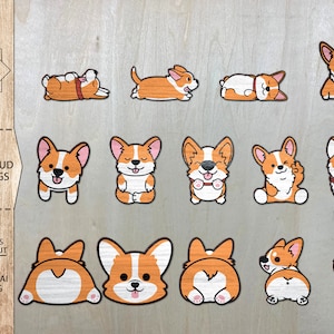 Corgis Ohrstecker Bundle SVG , Tier Ohrringe , Laser Ohrringe Dateien , Glowforge Dateien , süße Tier Ohrringe , Corgis Hund Ohrringe
