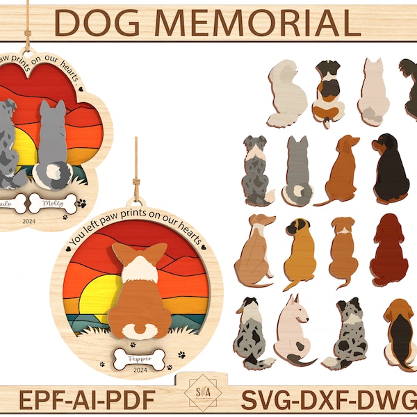 Custom Dog Name Ornament Svg,Dog Memorial Ornament Svg,Loss Of Dog Ornament Svg,Dog Memorial Gift, Ornament laser files, Glowforge SVG Files