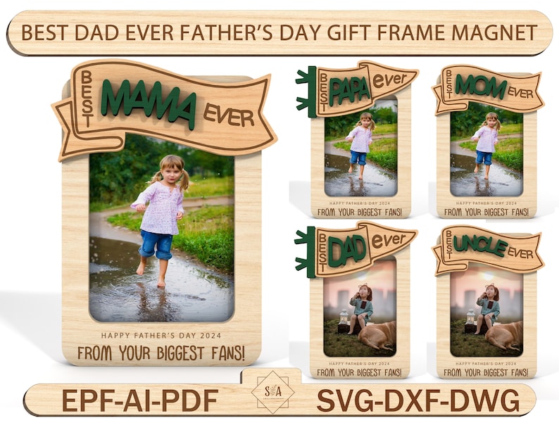 Bundle 60 Mothers Day, Fathers Day Photo Frame Magnet,Mothers Day Gift,Fathers Day Gift ,Mom Fridge Magnet Photo Frame,Laser Ready File image 6